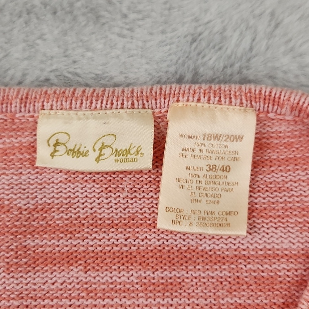 Bobbie Brooks Woman 18W 20W 100% Cotton Ombre Knit Sweater Pink Red Short Sleeve - Picture 4 of 6